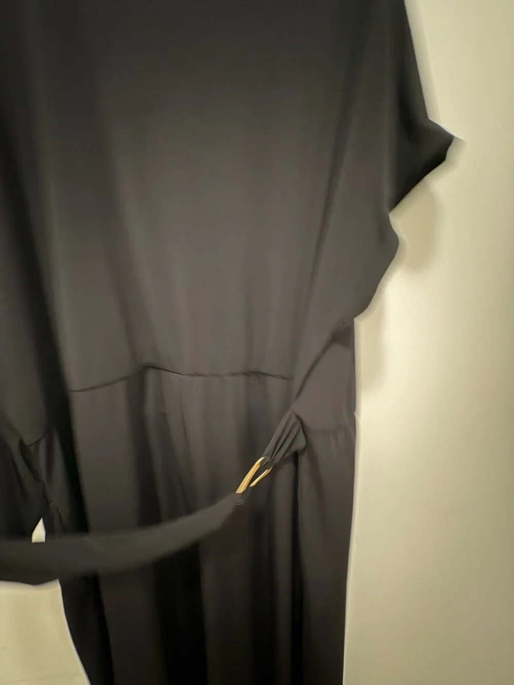 Penningtons Black Midi Dress Short Sleeve Elastic Waist Minimalist NWT - Picture 7 of 8